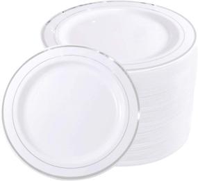 img 4 attached to 🍽️ WELLIFE 72-Piece Silver Plastic Dinner Plates - 10.25" Disposable Plates, Premium Hard Plastic Lunch Plates for Wedding and Parties