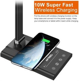 img 1 attached to 💡 AFROG Multifunctional LED Desk Lamp (3rd Gen): 10W Fast Wireless Charger, USB Port, 1800 Lux, 12W, 5 Lighting Modes, 7 Brightness Levels, Touch Control, Auto Timer, Eye-Caring Table Lamp