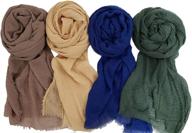 💃 stylish and versatile jimzu colors cotton lightweight scarves for women's fashionable accessories logo