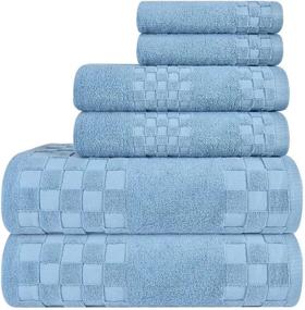 img 4 attached to DIAOJIA 6 Piece Bath Towel Set: Blue, Soft, 100% Cotton, Anti-Odor, Highly Absorbent and Quick-Drying Towels for Bathroom - Includes 2 Bath Towels, 2 Washcloths, and 2 Hand Towels