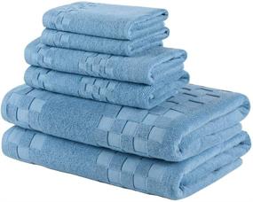 img 3 attached to DIAOJIA 6 Piece Bath Towel Set: Blue, Soft, 100% Cotton, Anti-Odor, Highly Absorbent and Quick-Drying Towels for Bathroom - Includes 2 Bath Towels, 2 Washcloths, and 2 Hand Towels