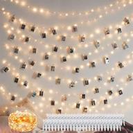 🌟 100 led 50 photo clips fairy string lights holder 33ft starry copper lights usb powered with switch - perfect for hanging pictures, cards, memos - bedroom, wedding, dorm, christmas decor - warm white логотип