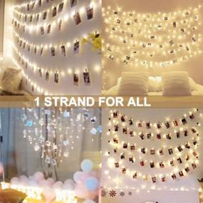 img 1 attached to 🌟 100 LED 50 Photo Clips Fairy String Lights Holder 33FT Starry Copper Lights USB Powered with Switch - Perfect for Hanging Pictures, Cards, Memos - Bedroom, Wedding, Dorm, Christmas Decor - Warm White