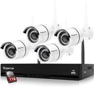 📷 rraycom беспроводная система видеонаблюдения безопасности 4ch - 1080p h.265 nvr с 1tb hdd и 4x1080p hd ip-камерами - водонепроницаемая, ночное видение, удаленный просмотр, подключение и воспроизведение. логотип
