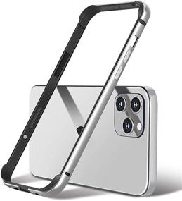 img 4 attached to 📱 Silver Aluminum Frame Slim Hard Case Cover for iPhone 12 Mini - Metal Bumper Case for 5.4 inch, Armor Frame with Soft Inner Bumper, Raised Edge Protection