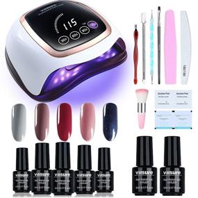 img 4 attached to 🌟 Villsure Gel Nail Polish Kit - Complete 5 Color Gel Nail Set with 168W UV LED Nail Lamp, Base &amp; Top Coat, and 7-Piece Nail Tool Set - Ultimate Gel Manicure Kit