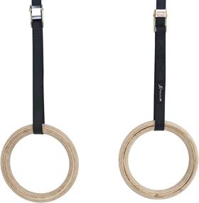 img 2 attached to ProsourceFit Wooden Gym Rings with Straps: Perfect for Home or Gym Total Body Conditioning