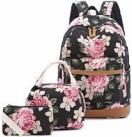 🌸 lmeison floral backpack set, canvas flower bookbag for teen girls - 15" laptop compatible logo