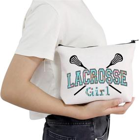 img 1 attached to POFULL Girls Lacrosse Player Gift - Lacrosse Coach Cosmetics Bag for Player, Goalie, and Team - Lax Gift (Lacrosse Girl Bag) with Improved SEO