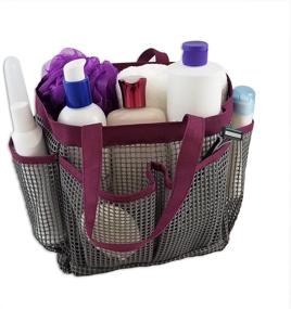 img 3 attached to 🛁 Convenient and Stylish Homz Mesh Shower Tote: Dark Grey with Burgundy Trim
