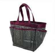 🛁 convenient and stylish homz mesh shower tote: dark grey with burgundy trim logo