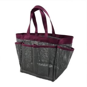 img 4 attached to 🛁 Convenient and Stylish Homz Mesh Shower Tote: Dark Grey with Burgundy Trim