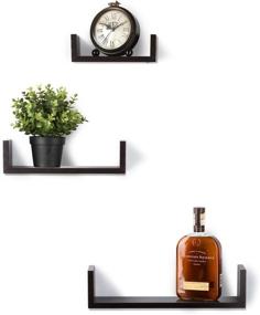 img 1 attached to 🔖 Sagler Floating Shelves Set: 3 Wall Shelves with Espresso Finish - Premium Quality Wooden Shelves