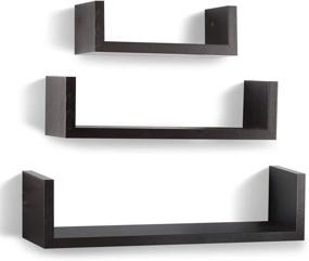 img 4 attached to 🔖 Sagler Floating Shelves Set: 3 Wall Shelves with Espresso Finish - Premium Quality Wooden Shelves