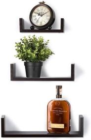 img 3 attached to 🔖 Sagler Floating Shelves Set: 3 Wall Shelves with Espresso Finish - Premium Quality Wooden Shelves