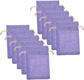 img 4 attached to 🎁 Pack of 10pcs BCP Double Linen Drawstring Bags/Gift Bag Pouch for Party/Wedding, Purple, 5.25 x3.75 Inches