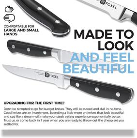 img 1 attached to 🔪 Foxel Steak Knives Knife Set – Premium 4, 8, or 12 Piece Non-Serrated German Stainless Steel Straight Edge Blades – Rust Resistant & Full Tang – Hand Wash Only – Includes Black Gift Box Holder