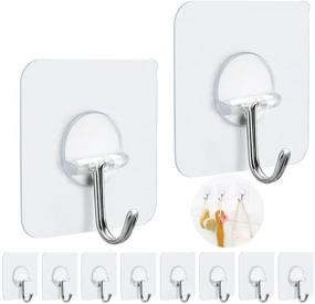 img 4 attached to 10 Packs of Adhesive Hooks: Heavy Duty Sticky Wall Hangers - No Nails - 15 lbs (Max) - 180° Rotating - Seamless Stick-on Hooks for Bathroom, Kitchen, Office & Outdoors