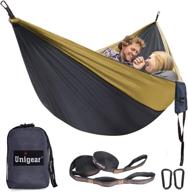 🏕️ unigear double and single camping hammock - lightweight portable parachute nylon hammock with tree straps for backpacking, traveling, camping, beach, and garden логотип