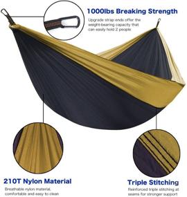 img 3 attached to 🏕️ Unigear Double and Single Camping Hammock - Lightweight Portable Parachute Nylon Hammock with Tree Straps for Backpacking, Traveling, Camping, Beach, and Garden