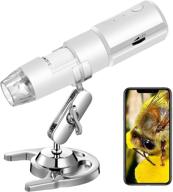 🔬 white stpctou wireless digital microscope 50x-1000x for iphone/ipad/smartphone/tablet/pc - handheld portable mini wifi usb microscope camera with 8 led lights logo