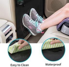 img 1 attached to 🚗 Meinkind 2-Pcs Car Backseat Organizer and Kick Mats with Tablet Holder, Waterproof Travel Organizer for Kids and Toddlers - Black