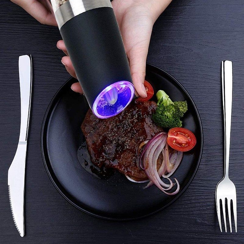 Rongyuxuan Gravity Electric Salt and Pepper Grinder Set, Automatic Pepper  and Salt Mill Grinder Battery-Operated with Adjustable