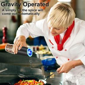 img 4 attached to 🧂 Rongyuxuan Gravity Electric Salt and Pepper Grinder Set - Automatic Battery-Operated Pepper and Salt Mill Grinder with Adjustable Coarseness, LED Light, and One-Hand Operation