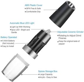 img 1 attached to 🧂 Rongyuxuan Gravity Electric Salt and Pepper Grinder Set - Automatic Battery-Operated Pepper and Salt Mill Grinder with Adjustable Coarseness, LED Light, and One-Hand Operation