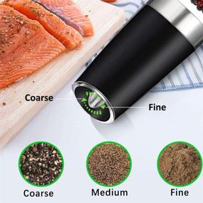 img 3 attached to 🧂 Rongyuxuan Gravity Electric Salt and Pepper Grinder Set - Automatic Battery-Operated Pepper and Salt Mill Grinder with Adjustable Coarseness, LED Light, and One-Hand Operation