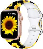 🌸 ремешки easuny с печатным узором из силикона для apple watch 40mm 38mm 44mm 42mm - стойкий к выцветанию мягкий цветочный ремешок для замены, подходит для девочек и женщин - совместим с iwatch se и сериями 6/5/4/3/2/1. логотип