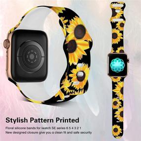 img 1 attached to 🌸 Ремешки Easuny с печатным узором из силикона для Apple Watch 40mm 38mm 44mm 42mm - стойкий к выцветанию мягкий цветочный ремешок для замены, подходит для девочек и женщин - совместим с iWatch SE и сериями 6/5/4/3/2/1.