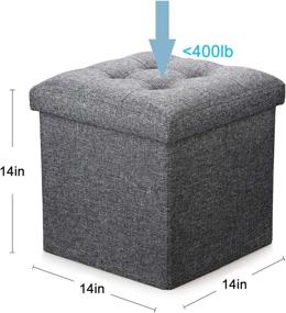 img 3 attached to 🛋️ Alasdo Storage Small Ottoman - Foldable Coffee Cube Table - Multipurpose Foot Rest - Short Children Sofa Stool - Linen Fabric Ottomans Bench Foot Rest for Bedroom (Dark Grey) - L14W14H14