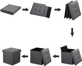 img 1 attached to 🛋️ Alasdo Storage Small Ottoman - Foldable Coffee Cube Table - Multipurpose Foot Rest - Short Children Sofa Stool - Linen Fabric Ottomans Bench Foot Rest for Bedroom (Dark Grey) - L14W14H14