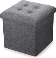 🛋️ alasdo storage small ottoman - foldable coffee cube table - multipurpose foot rest - short children sofa stool - linen fabric ottomans bench foot rest for bedroom (dark grey) - l14w14h14 logo