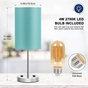 img 1 attached to 🔌 Doowo Touch Table Lamp: 3 Way Dimmable Small Lamp for Bedroom Nightstand with Dual Outlets, Teal Bedside Lamp with Fabric Shade & Metal Base - Perfect for Living Room & Office (LED Bulb Included)