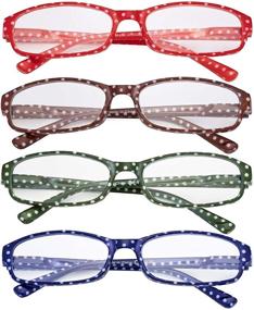 img 3 attached to 👓 Eyekepper 4 Pack Ladies Fashion Reading Glasses - Polka Dots Design Small Lens Readers +2.00 for Women Reading