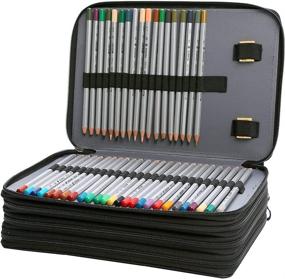 img 2 attached to 🖍️ Lbxgap PU Zippered Pencil Case with 200 Slots - Ideal Organizer for Prismacolor Watercolor Pencils, Crayola Colored Pencils, Marco Pencils