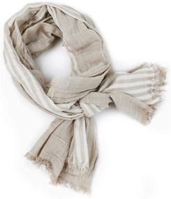 img 1 attached to GERINLY Stripe Crinkle Cotton Linen Scarves: Optimized Men's Accessories