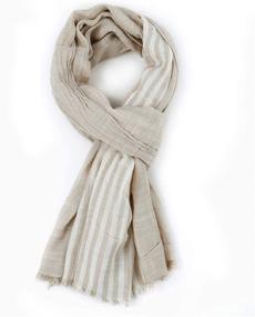 img 2 attached to GERINLY Stripe Crinkle Cotton Linen Scarves: Optimized Men's Accessories