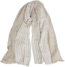 img 4 attached to GERINLY Stripe Crinkle Cotton Linen Scarves: Optimized Men's Accessories