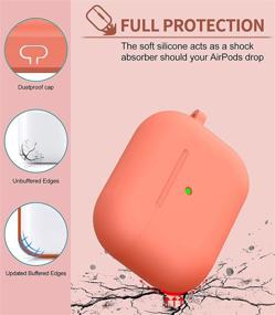 img 3 attached to 🎧 AirPods Pro Case, Soft Silicone Cover with Cute Pom Pom Keychain, Shockproof Slim Protection for Charging Case [Visible Front LED], Apricot Red