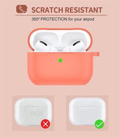 img 2 attached to 🎧 AirPods Pro Case, Soft Silicone Cover with Cute Pom Pom Keychain, Shockproof Slim Protection for Charging Case [Visible Front LED], Apricot Red