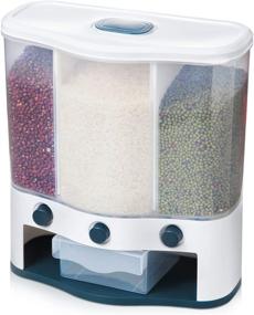 img 4 attached to HOSUALE Rice Dispenser: Wall Mounted Dry Food Container with Measuring Cup - 🍚 3 Grids, 13 lb Grain Storage for Countertop Kitchen - Ideal for Rice & Beans