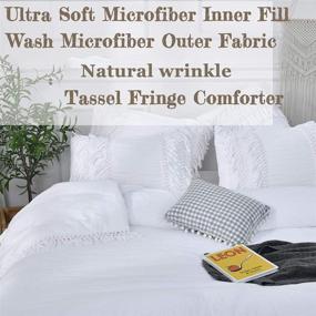 img 2 attached to 🛏️ Ultra Soft Queen Comforter Set with Macrame Fringe & Cute Pillow Shams - SexyTown White Ruffle Tassel Bedding, Boho Chic Style (3PCS, Comforter 90"×90")