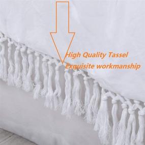 img 1 attached to 🛏️ Ultra Soft Queen Comforter Set with Macrame Fringe & Cute Pillow Shams - SexyTown White Ruffle Tassel Bedding, Boho Chic Style (3PCS, Comforter 90"×90")