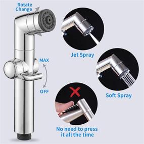 img 3 attached to JONKEAN Muslim Shower and Bidet Sprayer Set - Water Pressure Control, Multi-function Diaper Sprayer for Toilet, Hand Held Sprayer with Hose, Bracket, and T-Valve (Chrome)