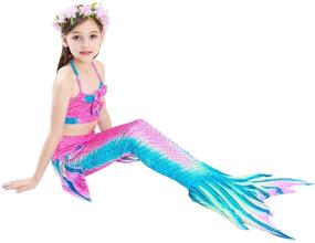 img 1 attached to 🧜 Mermaid Tail Swimming Bathing Suits for Girls | Mermaid Theme Swimsuits | Birthday Gift for Toddler Girls (Ages 3-12)