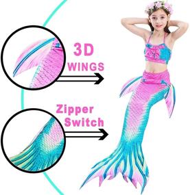 img 2 attached to 🧜 Mermaid Tail Swimming Bathing Suits for Girls | Mermaid Theme Swimsuits | Birthday Gift for Toddler Girls (Ages 3-12)