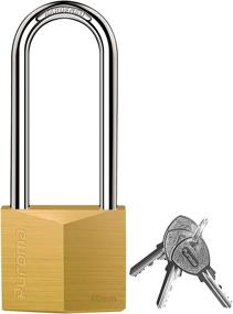 img 4 attached to Puroma Keyed Padlock 1-Pack: Waterproof Solid Brass Lock with 2.6 Inch Long Shackle for Sheds, Storage Units, School Gym Lockers, Fences, Toolboxes, Hasps, and Storage